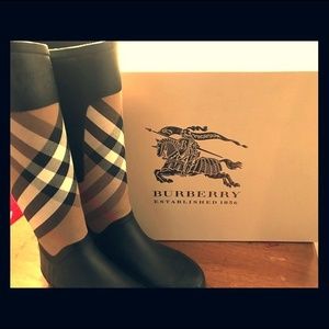 Burberry Clemence Check Canvas Rain Boots